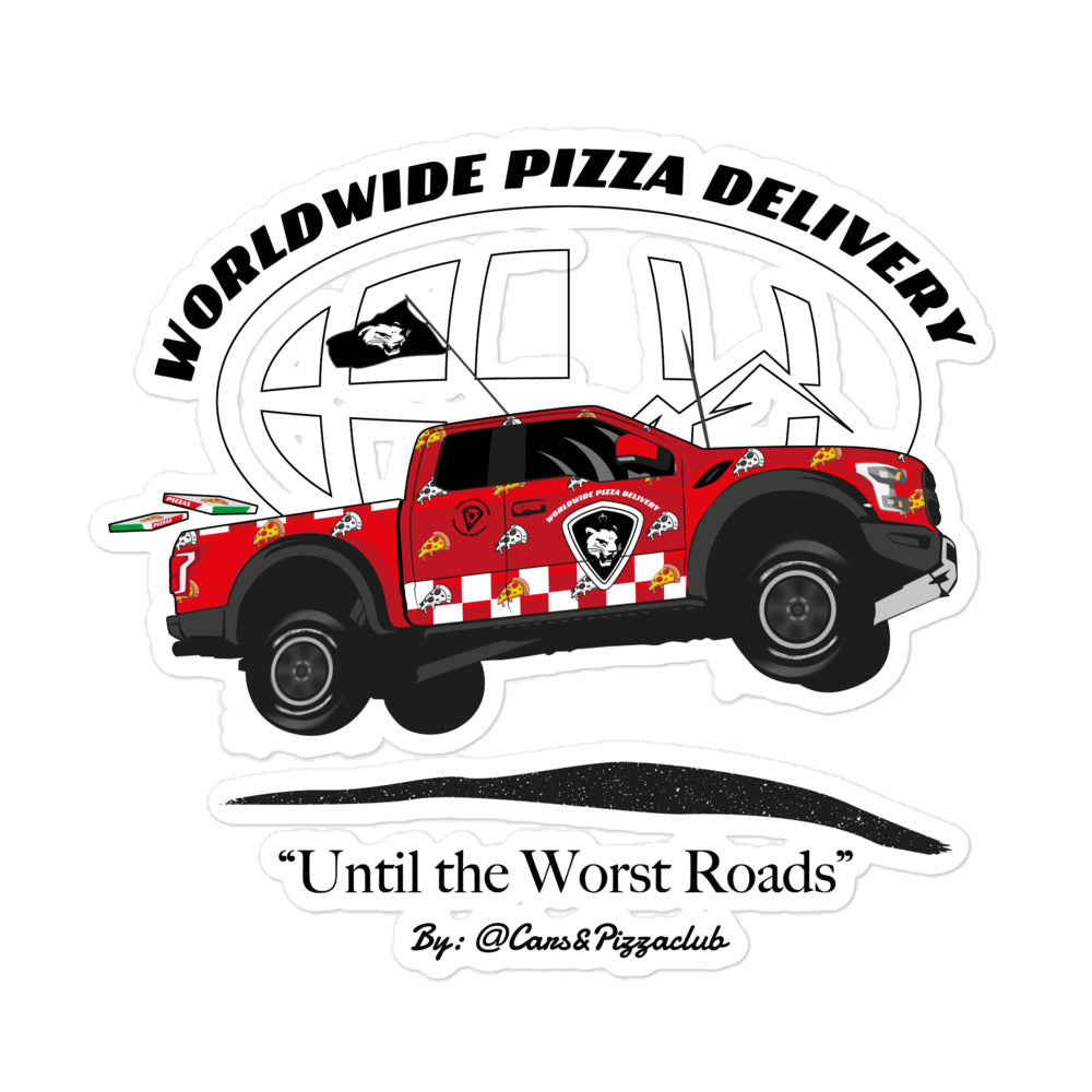 Pegatinas troqueladas Ford F150 Raptor "WorldWide Pizza Delivery"
