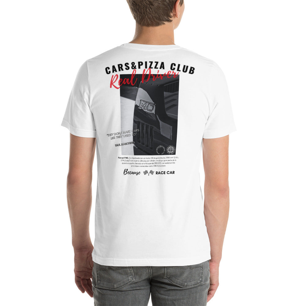 Camiseta unisex Ferrari F40 Garage Days 1 of 100 – Cars&Pizza Club