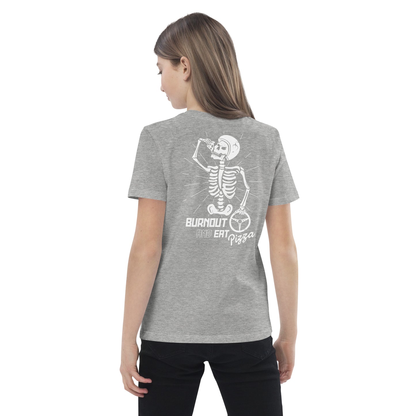 Unisex kids T-shirt Skull "BurnOut and Eat Pizza" | Cars&Pizza Club