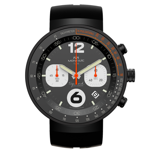 Reloj Montjuic Speed Chrono Negro con detalles Naranja