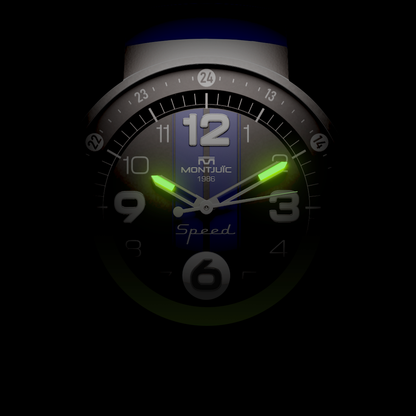 Reloj Montjuic Speed Negro con Lineas Azules