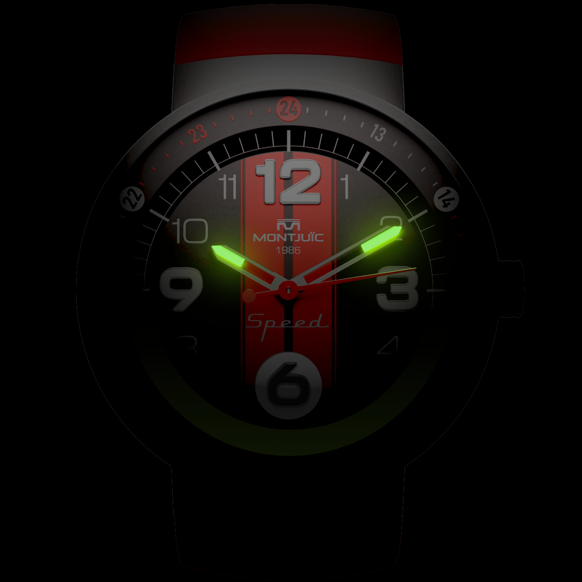 Reloj Montjuic Speed Negro con Lineas Rojas