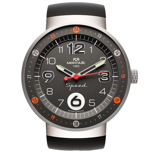 Reloj Montjuic Speed Negro con detalles Naranja