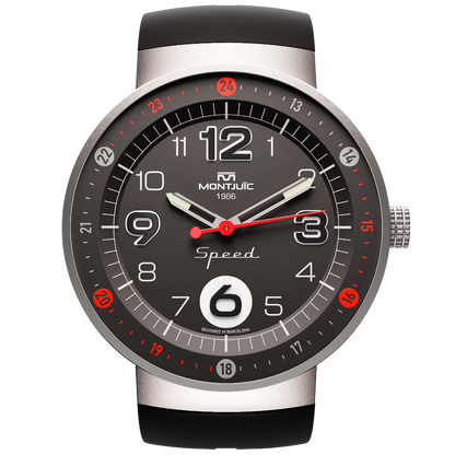 Reloj Montjuic Speed Negro con detalles Rojos