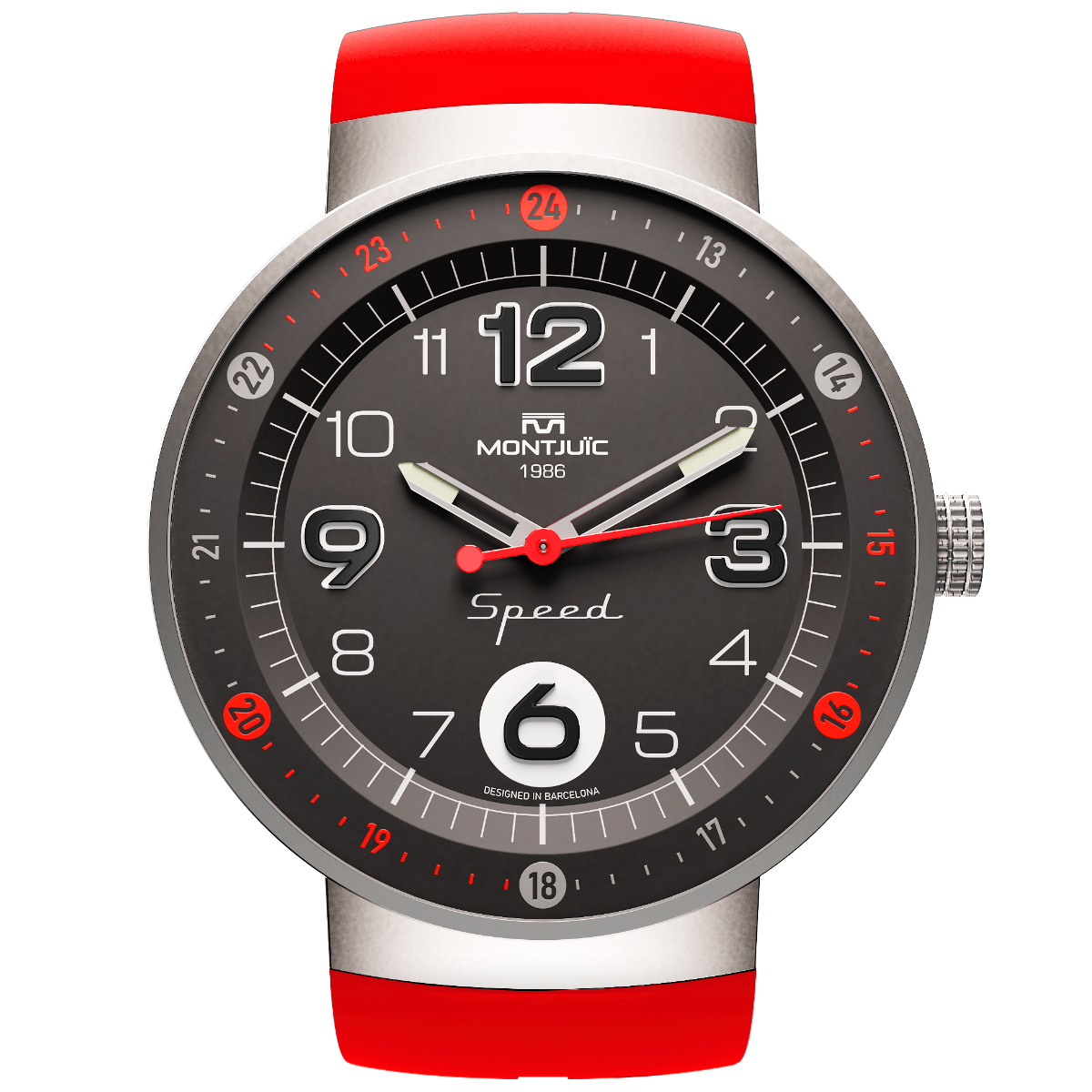 Reloj Montjuic Speed Negro con detalles Rojos