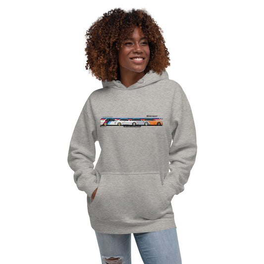 Sudadera con gorro unisex Cars&Pizza BMW M3 "Generation"