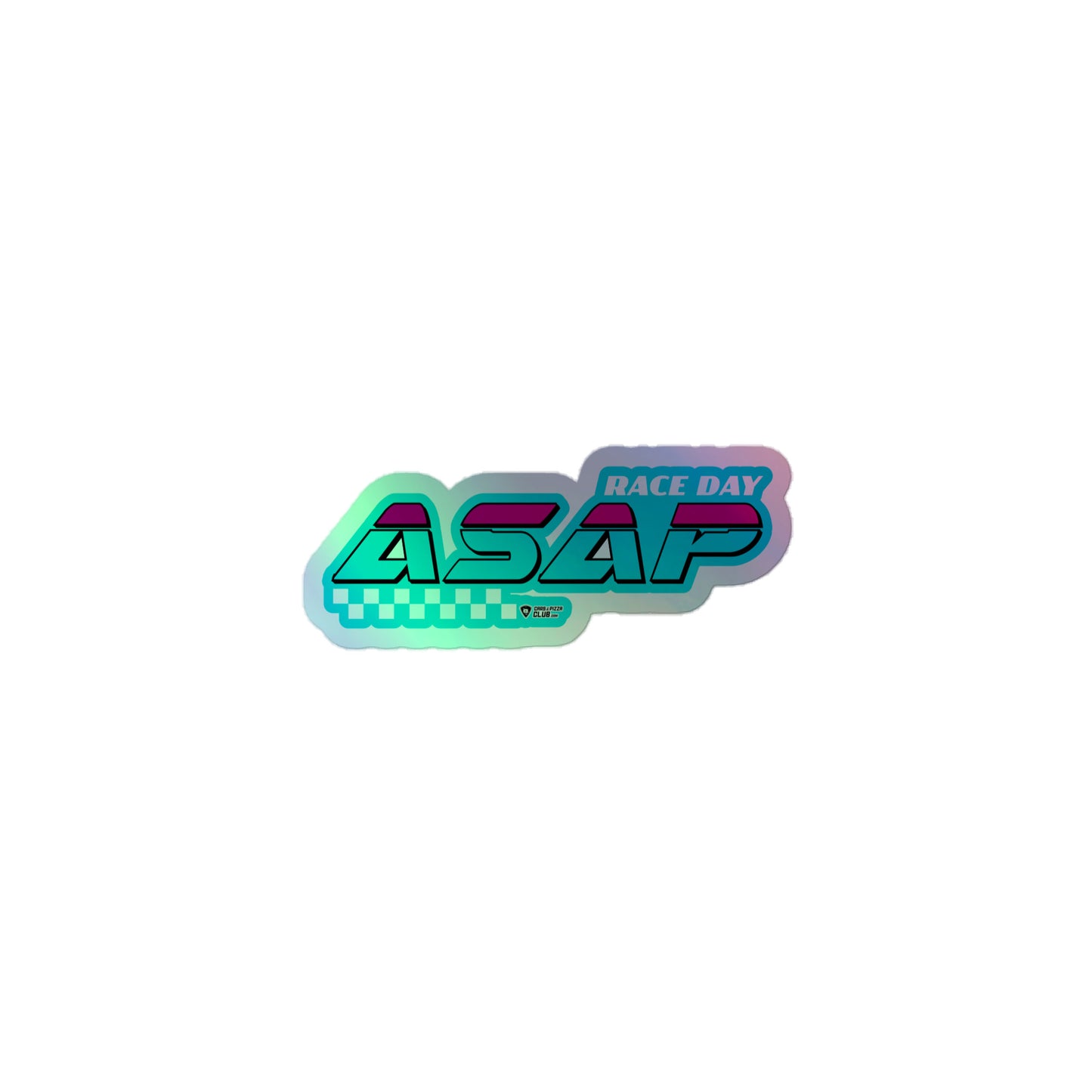 Holographic Die Cut Stickers "Race Day ASAP" Blue