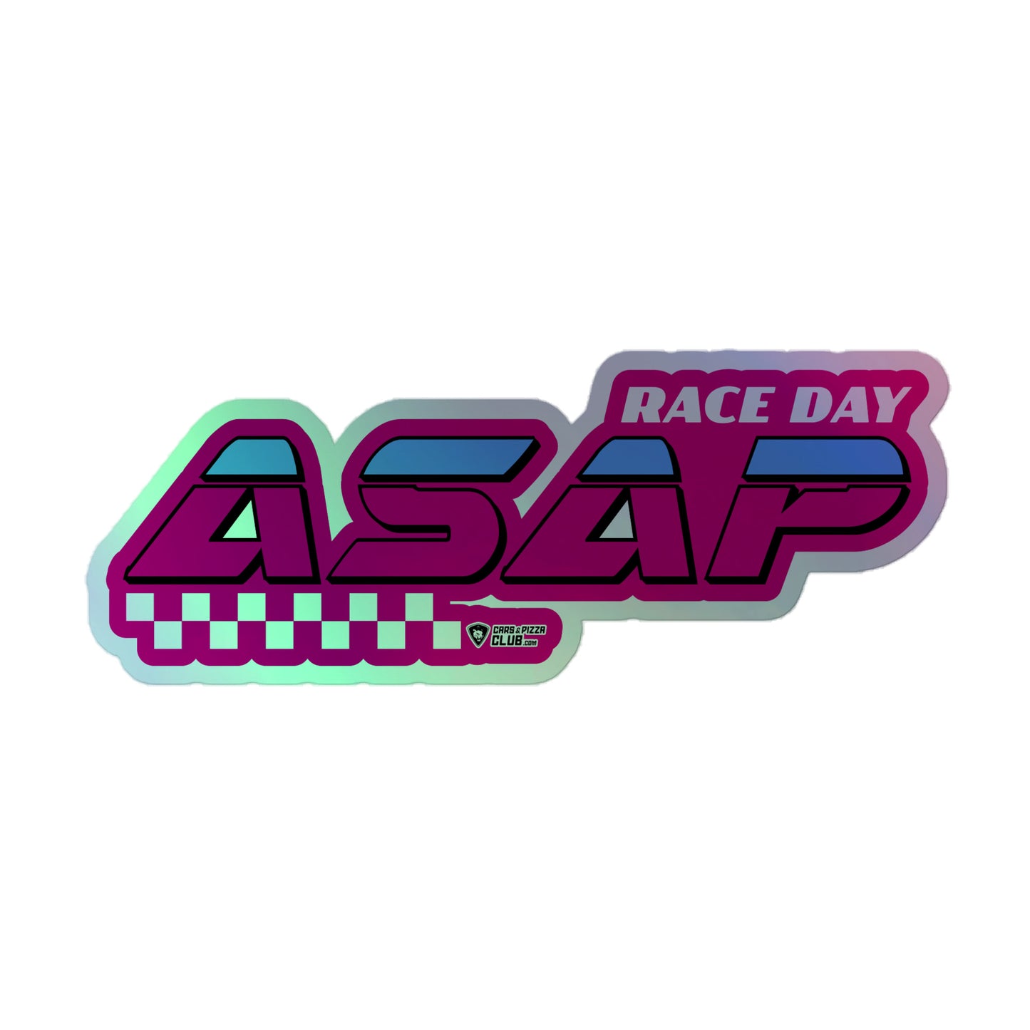 Holographic Die Cut Stickers "Race Day ASAP" Pink