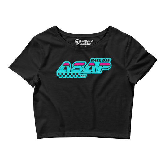 Camiseta Crop Top "Race Day ASAP" Blue