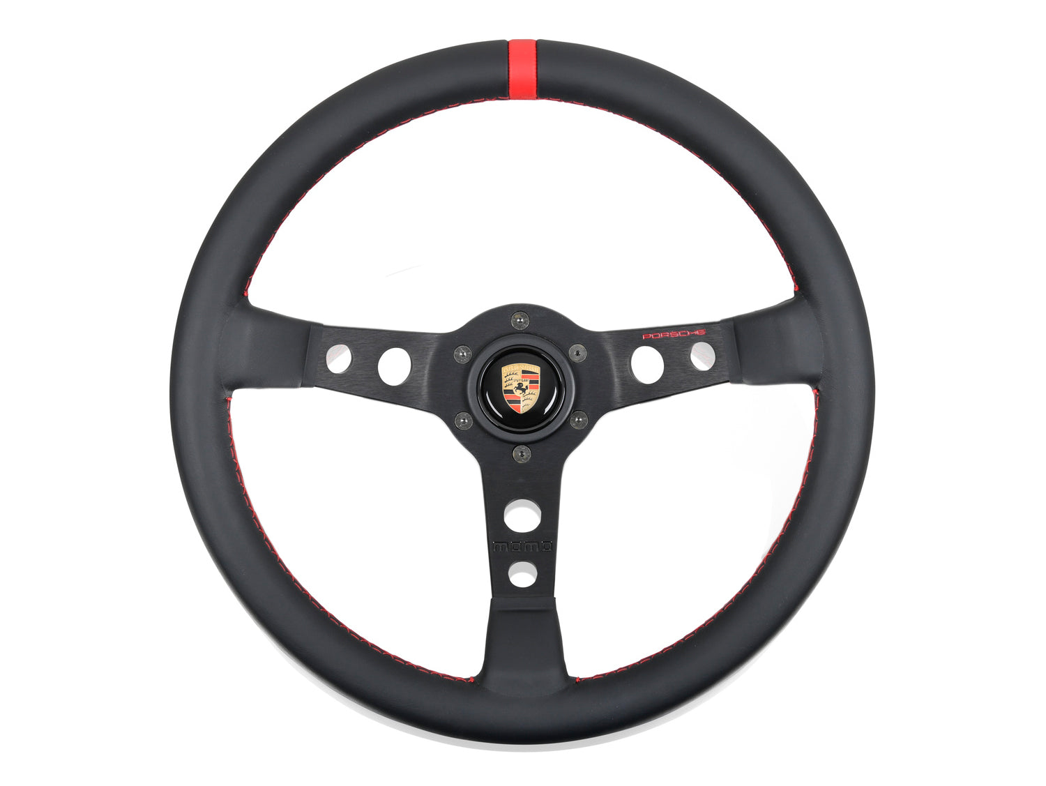 Volante momo Porsche oficial en negro y rojo