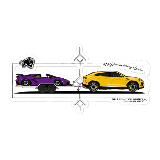 Lamborghini Urus & Aventador SVJ Anti-Bubble Stickers "No dramas Driving a Lambo"