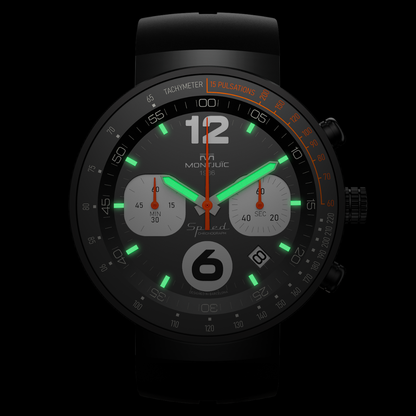 Reloj Montjuic Speed Chrono Negro con detalles Naranja