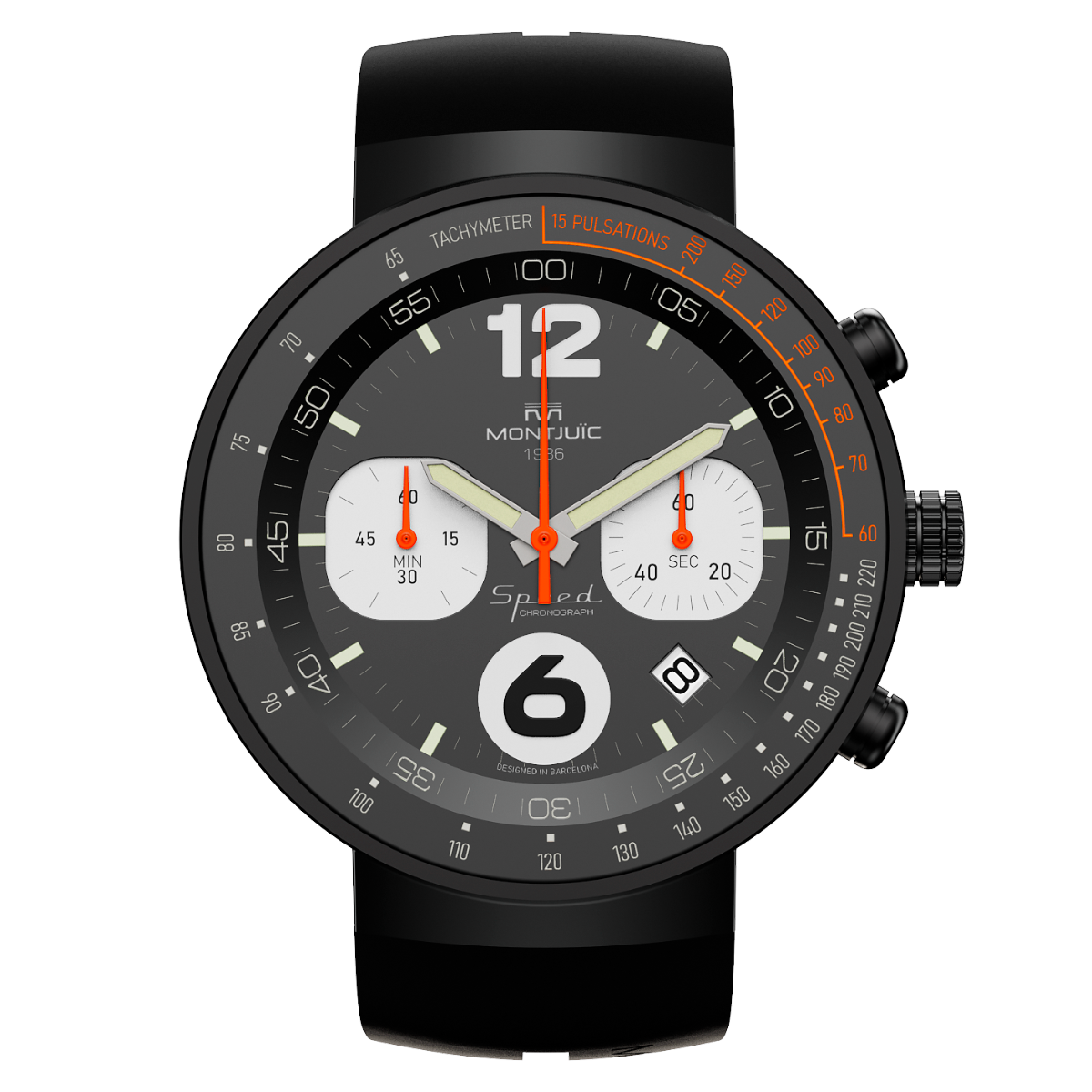 Montjuic Speed ​​Chrono Black watch with Orange details