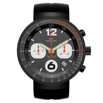 Reloj Montjuic Speed Chrono Negro con detalles Naranja