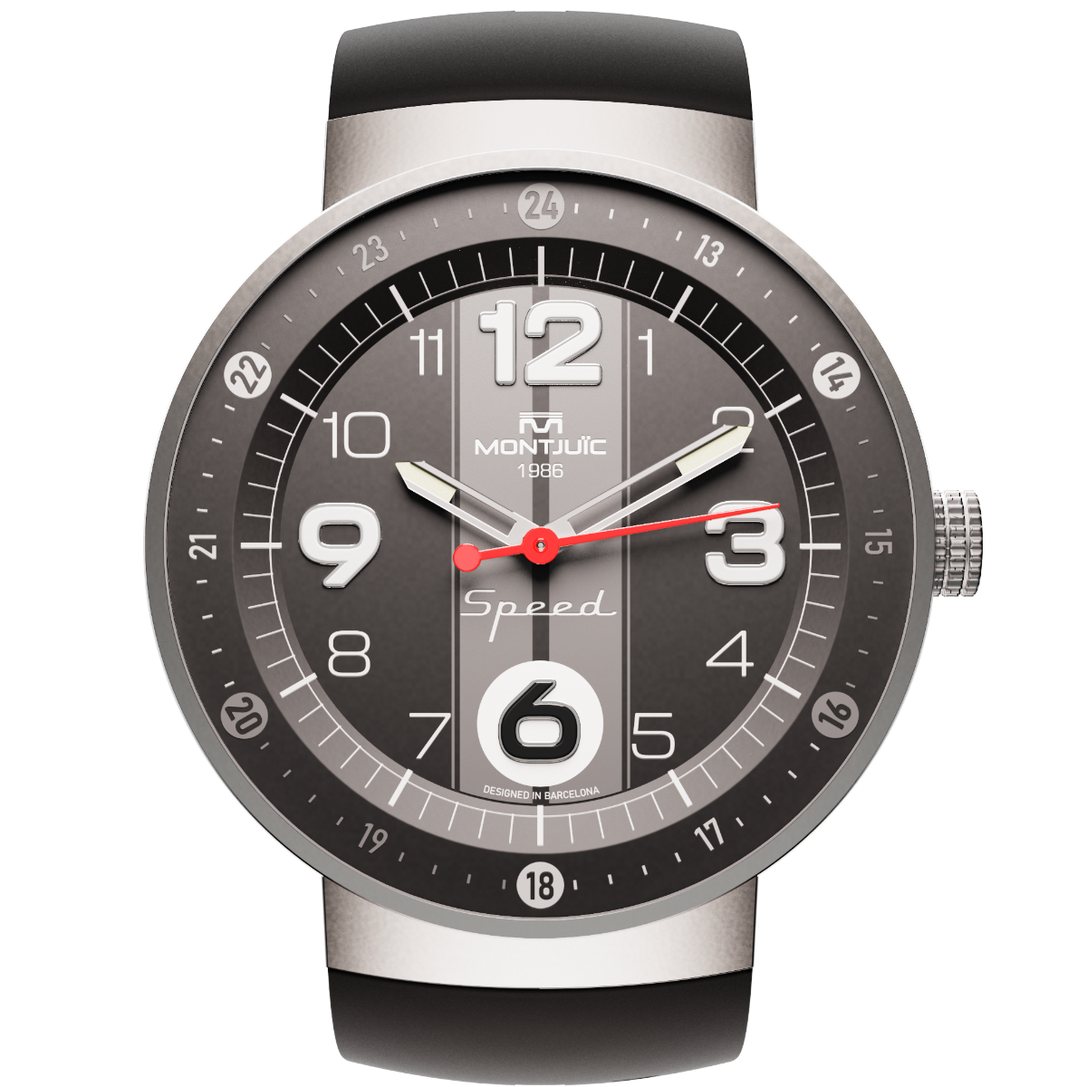 Montjuic Speed ​​Black Watch with Gray Lines