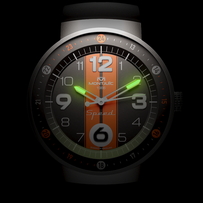 Montjuic Speed ​​Black Watch with Orange Lines