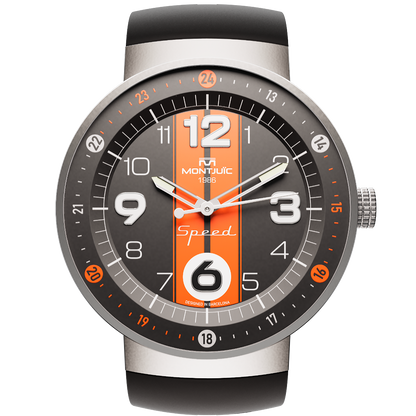 Montjuic Speed ​​Black Watch with Orange Lines