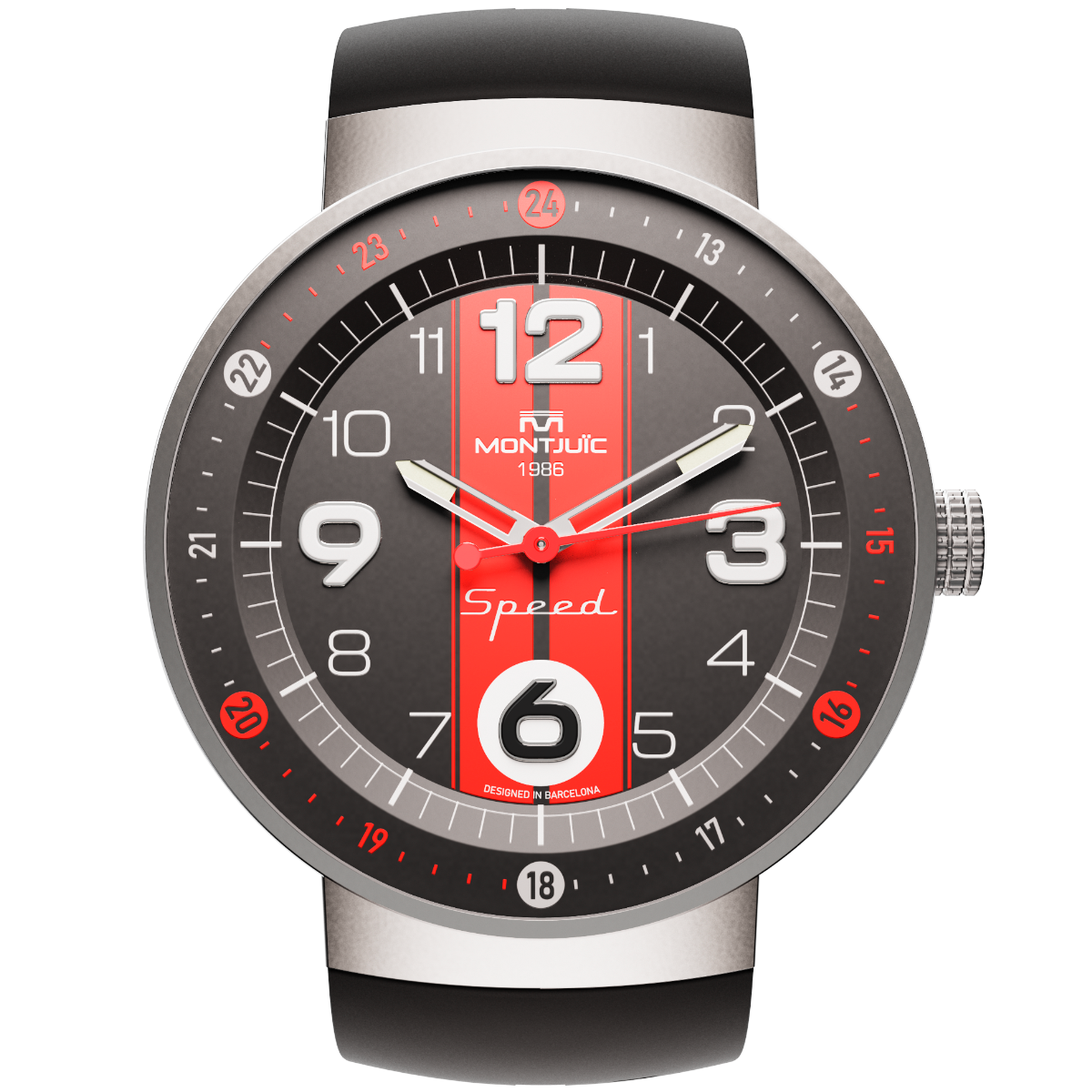 Montjuic Speed ​​Black Watch with Red Lines