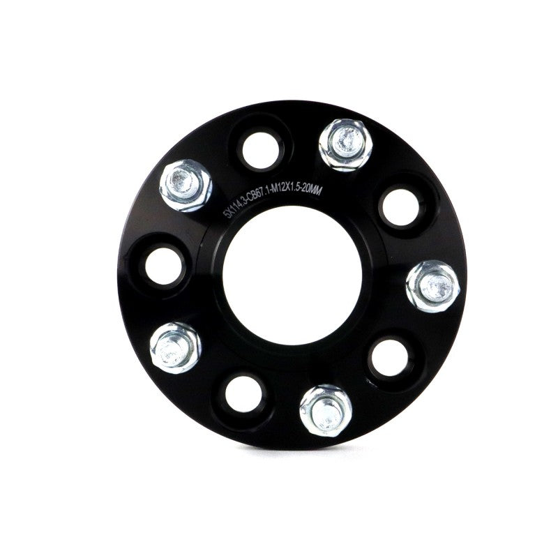 DOUBLE CENTERING/DOUBLE FIXING SPACERS PCD 5X114.3/5X114.3 BUSHING 67.1 WIDTH 20MM M12X1.5 BLACK COLOR
