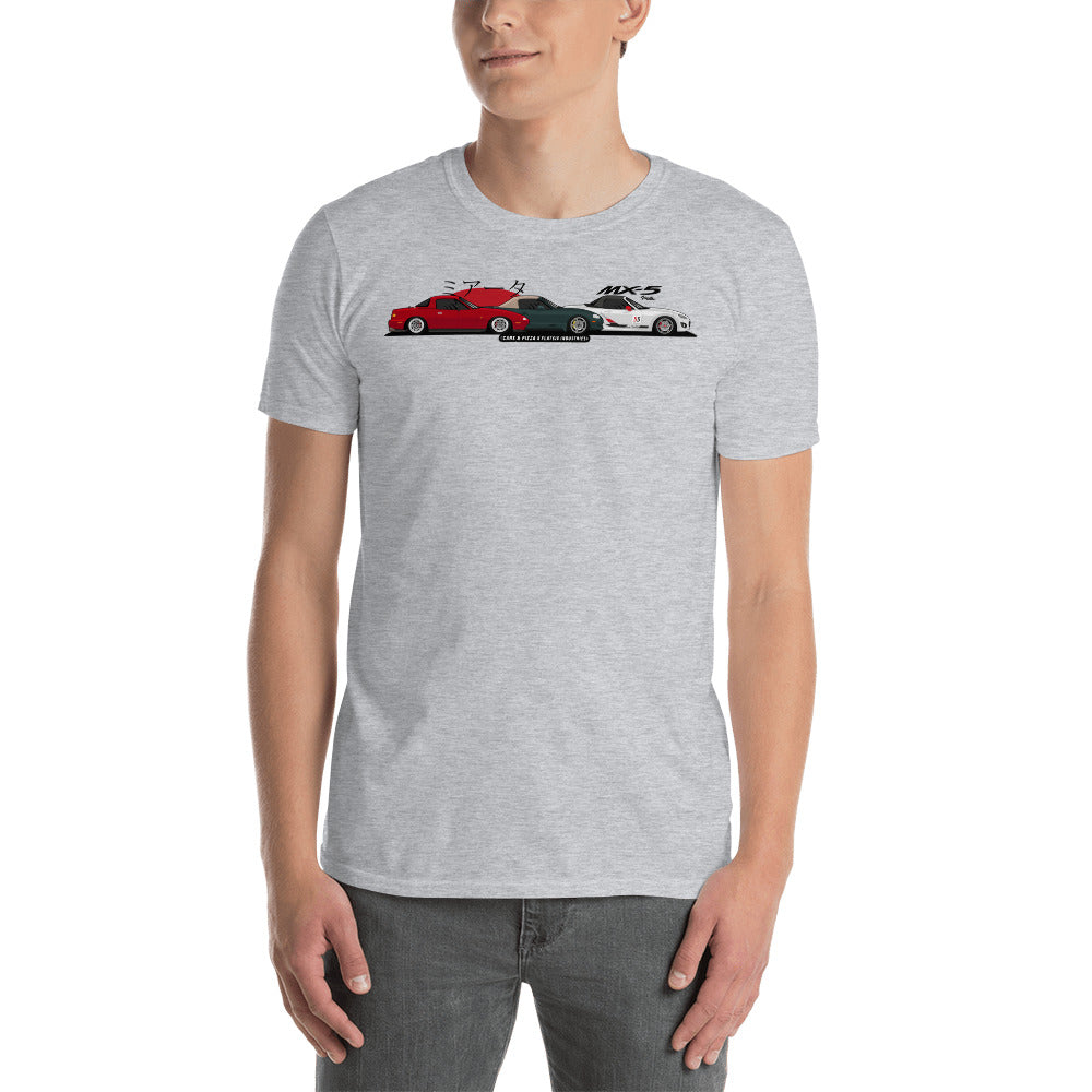 Camiseta Miata generaciones