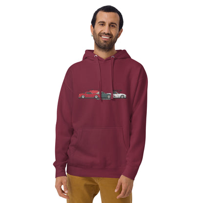 Cars&amp;Pizza Mazda MX5 "Generation" "Miata" Unisex Hooded Sweatshirt