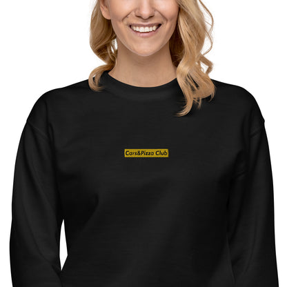 Embroidered unisex sweatshirt Cars&amp;Pizza Club "BoxLogo" Yellow